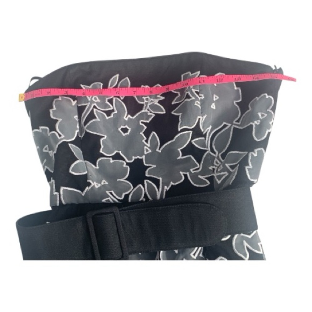 White House‎ Black Market Strapless Black Gray Dress Floral Overlay Size 4 - Picture 6 of 9